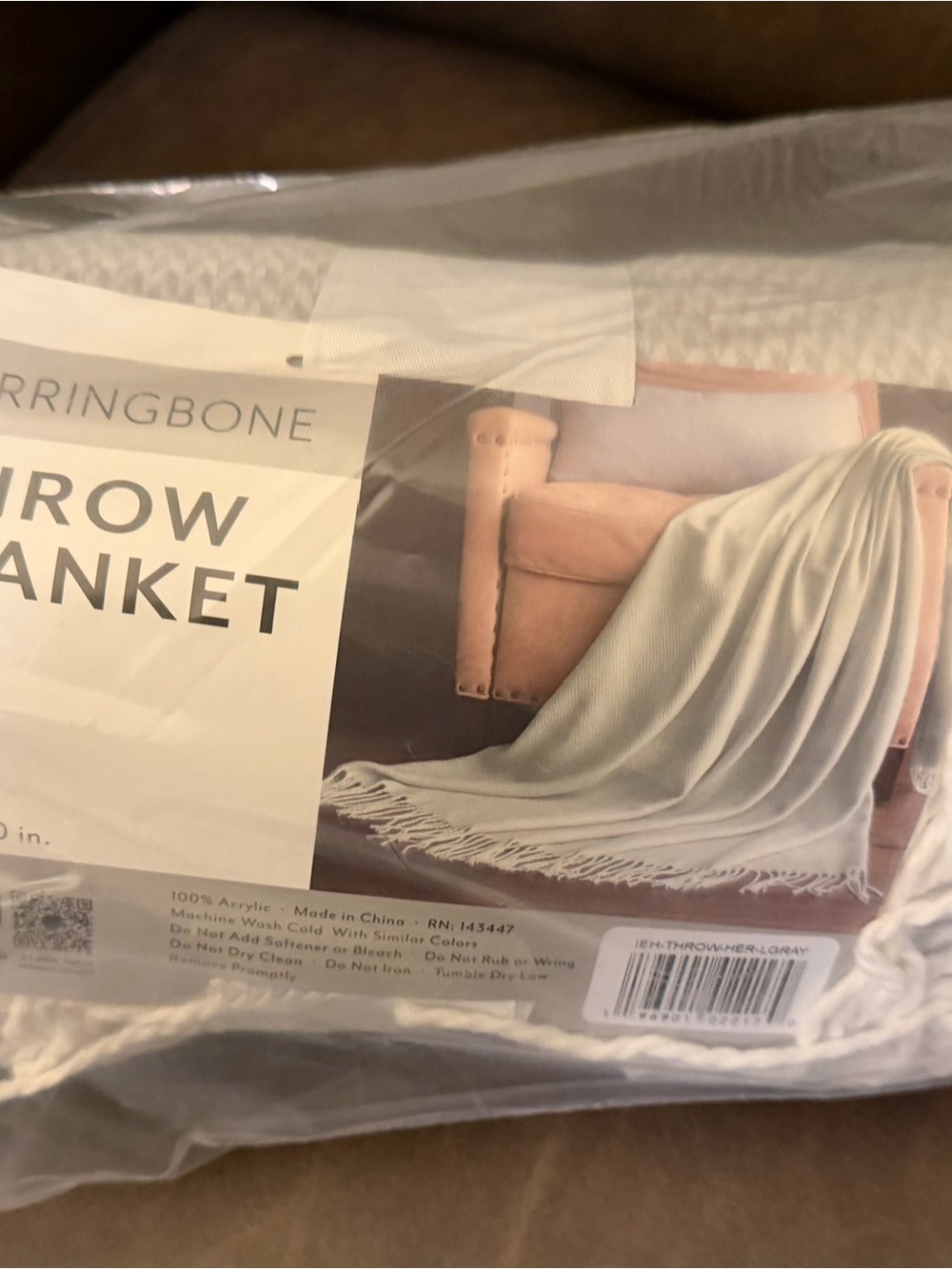 Herringbone Throw Blanket - Light Gray